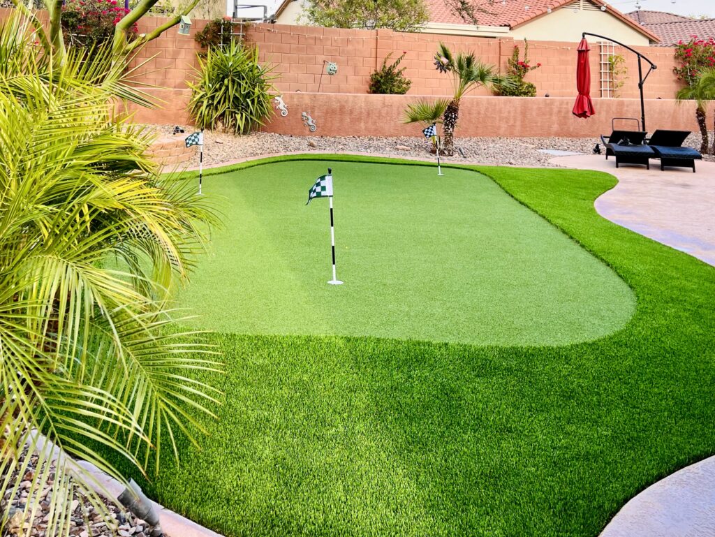 artificial-golf-turf-closeup-chandler-az.jpg Close-up of artificial golf turf and putting cup installed in Chandler Arizona backyard